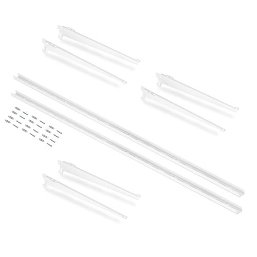 Non Communiqué Peint En Blanc Emuca Kit De Pour 3 Étagères Avec Consoles Et Supports Muraux Jagmet, Longueur 280Mm, Acier, - Image 1