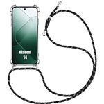 Coque Avec Cordon Pour Xiaomi 14T Pro - Dos Translucide Givré, Lanière Réglable 1,6 M, Protection Antichoc