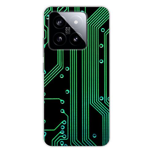 Coque en silicone imprimée compatible Xiaomi 14 Pro Texture circuit geek