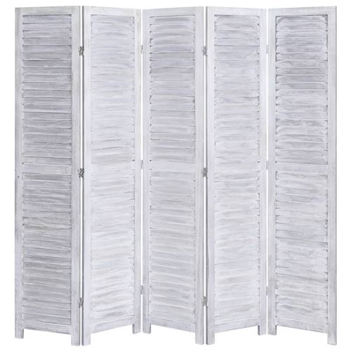 vidaXL Cloison de séparation 5 panneaux Gris 175x165 cm Bois