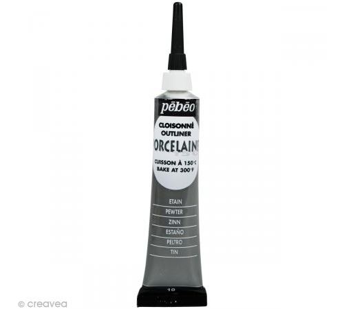 Peinture &agrave; l'eau brillante pour porcelaine - gris - 20 ml 036-010