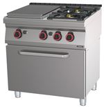 Fourneau gaz 2 feux + 1 plaque coup de feu avec four à gaz GN 1/1 80 Casselin