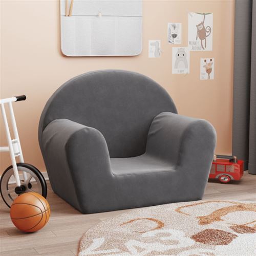 Vidaxl Canapé Pour Enfants Anthracite - Peluche Douce - Image 3