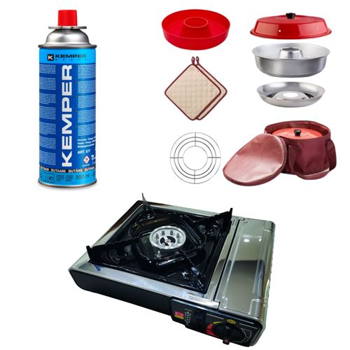 PACK OMNIA Four et accessoires + INCASA R&eacute;chaud &agrave; gaz portable + KEMPER 2 Cartouches de gaz