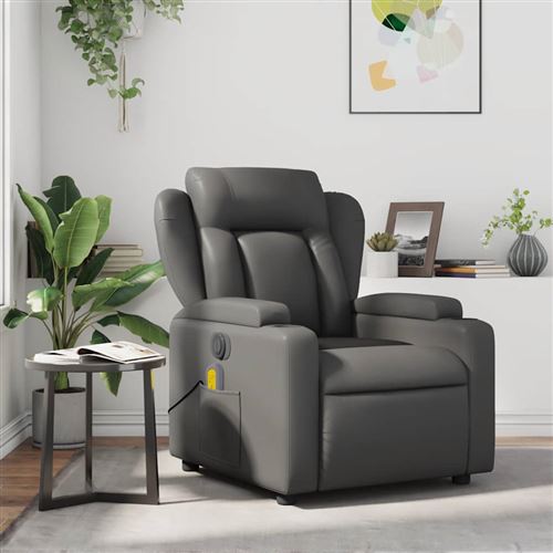 Vidaxl Gris Fauteuil Inclinable De Massage - Similicuir - Image 3