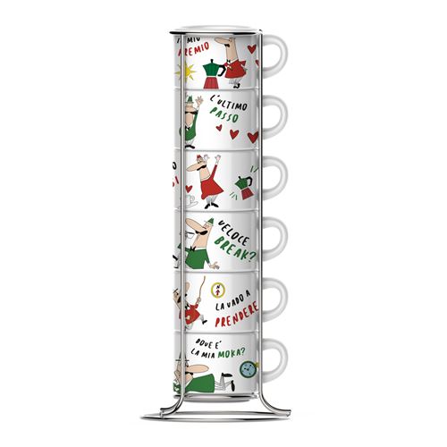 BIALETTI Espressotasse (6 Espressotassen mit Metallgestell)