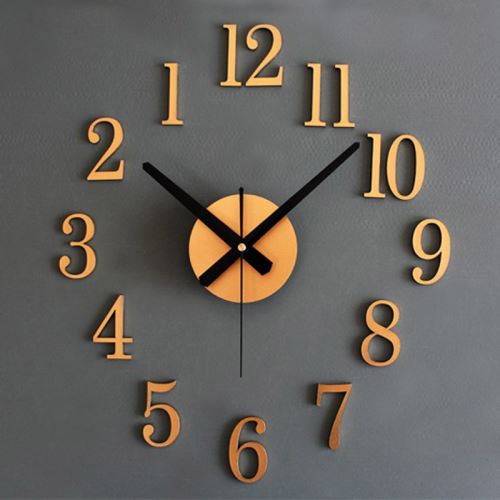 Mode Accueil Retour Dans True Time 3D Stereo Diy Métallique Horloge Murale Gd Or PL069