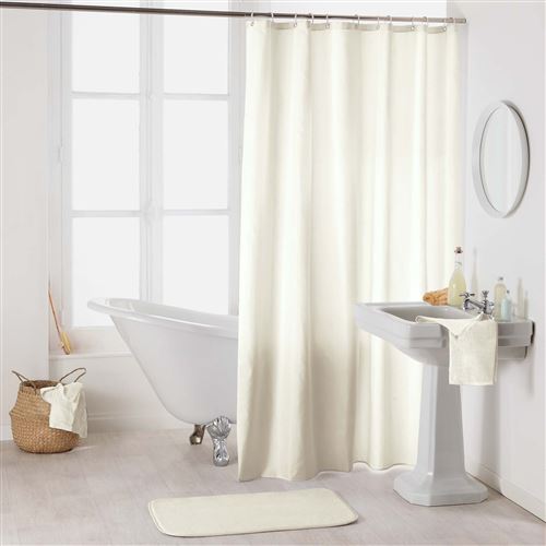 Rideau de douche avec crochets 180 x 200 cm polyester uni essencia Naturel