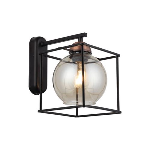 HOMEMANIA Lampe Murale Arne - Applique - Noir, Cuivre en Métal, Verre, 25 x 25 x 23 cm, 1 x E27, 40 W