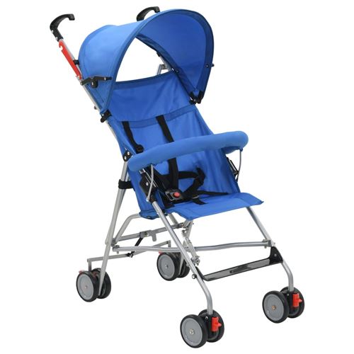 vidaXL Poussette pliante en acier bleu