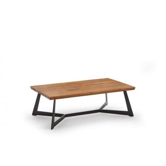 420 Sur Table Basse En Bois De Chene Et Pieds Metal Noir Fleur