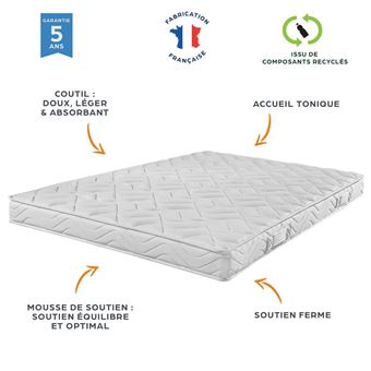 Matelas 80x190 Morgan - Mousse - Hauteur 17 cm - 3 zones - Soutien ferme