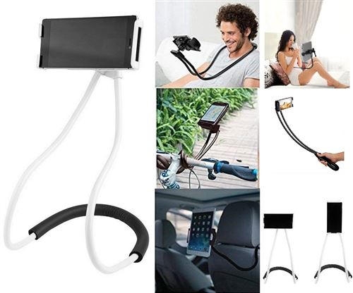 Support Nuque Lazy pour LENOVO VIBE A PLUS Smartphone Selfie Bureau Universel Flexible Reglable (BLANC)