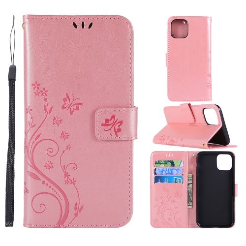 Etui en PU papillon or rose pour votre Apple iPhone XR 6.1 pouces (2019)