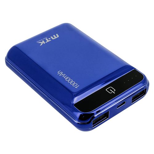 Batterie de secours 10000mAh 2x Sorties USB + Entrée micro-USB MTK 2.1A - Bleu