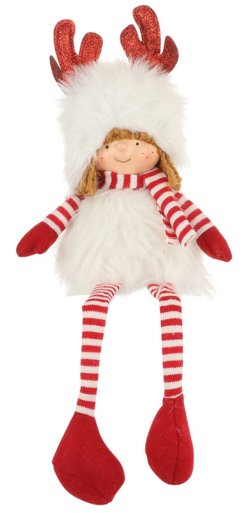 House of Seasons poupée christmas girl junior 38 cm textile rouge/blanc