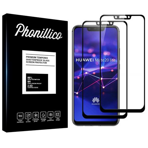 Verre Trempe pour Huawei MATE 20 LITE [Pack 2] Film Transparent Bord Noir Vitre Protection Ecran Phonillico®