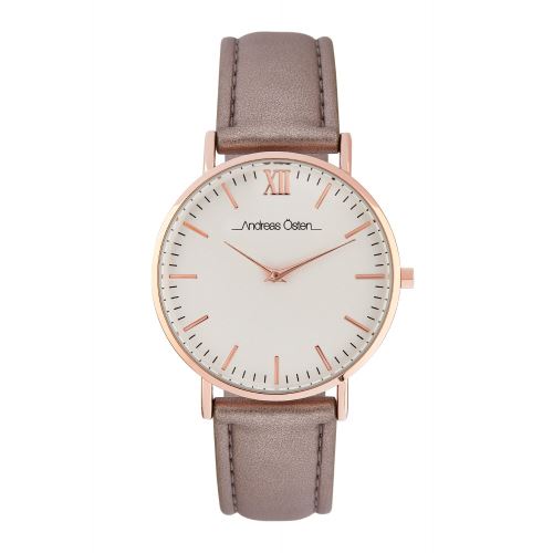Montre Femme Andreas Osten à Quartz Cadran Blanc 36mm Et Bracelet Rose Gold En PU AOS18003