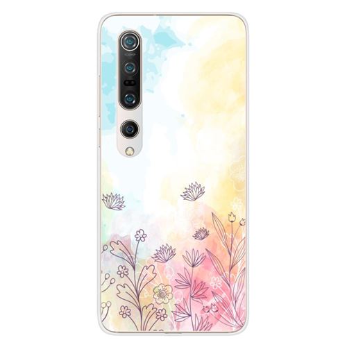 Coque en silicone imprimée compatible Xiaomi Mi 10 Mi 10 Pro Watercolor flowers