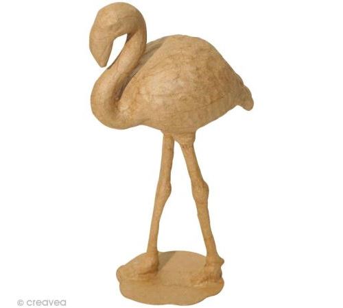 Flamant rose en papier mâché 27 cm
