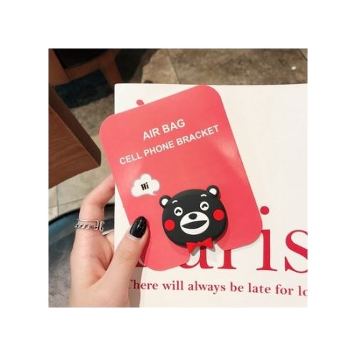 Support de téléphone mignon de bande dessinée universelle Kumamoto noir