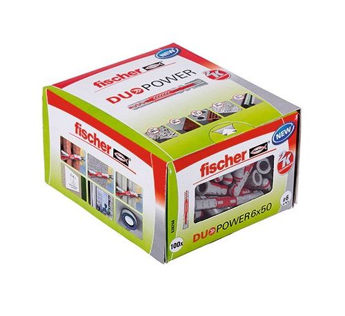 Fischer 538250 DuoPower Plug 100pcs 6x50mm high-grip polyamide design