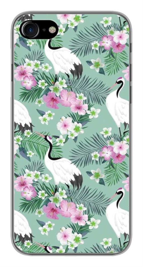 Coque en silicone imprimée compatible iPhone 8 Swag Hand Blanc