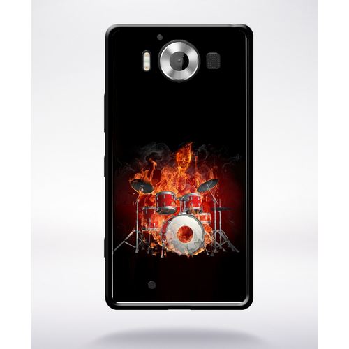 Coque Squellette Joue A La Batterie Flamme Compatible Nokia Lumia 950 Bord Noir Silicone