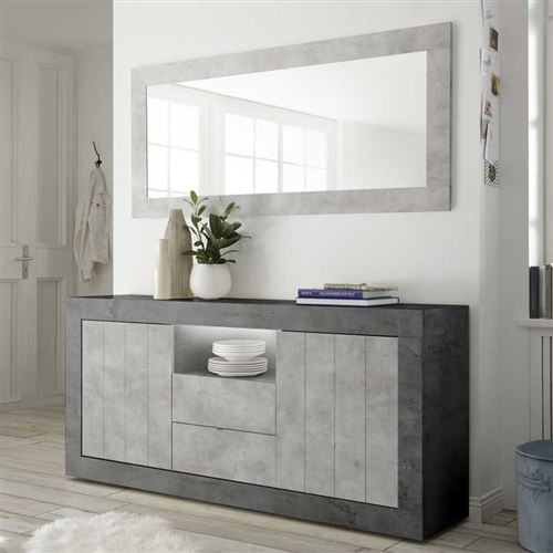 Buffet 2 portes 2 tiroirs Béton ciré foncé/clair - LUBIO n°2