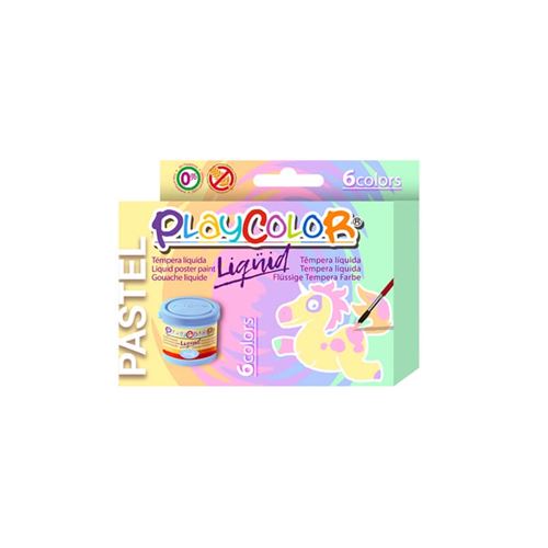 Lot de 6 pots de peinture liquide PASTEL - 40 ml. couleurs assorties - PLAYCOLOR