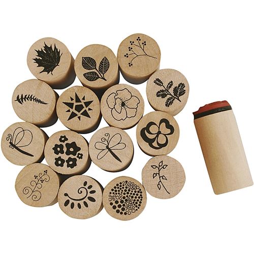 Creotime timbres fleurs et feuilles 20 mm 15 pièces