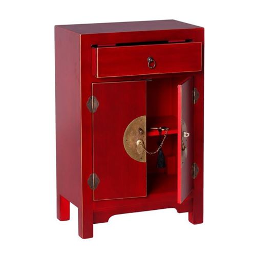 Confiturier 2 portes, 1 tiroir Rouge Meuble Chinois - PEKIN