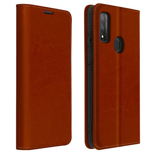 Étui pour Huawei P smart 2020 Folio Cuir Véritable Porte cartes Support Vidéo - marron