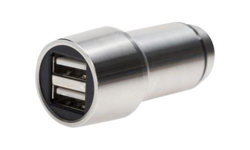 Ednet Premium - Adaptateur d alimentation pour voiture - 24 Watt - 4.8 A - 2 connecteurs de sortie (USB) - argent