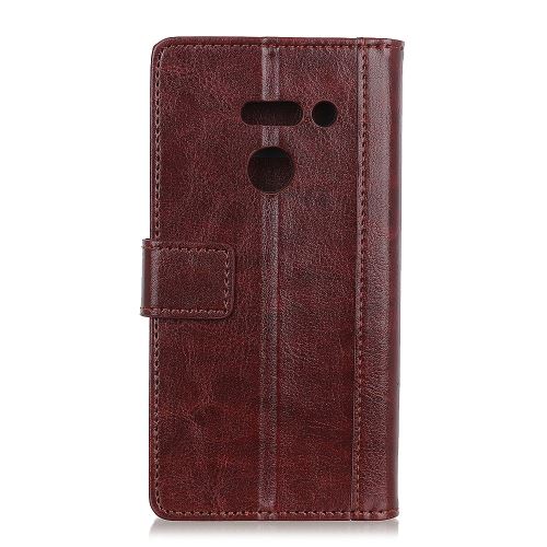 Etui en PU rivet décor cheval fou décor marron pour votre LG G8 ThinQ