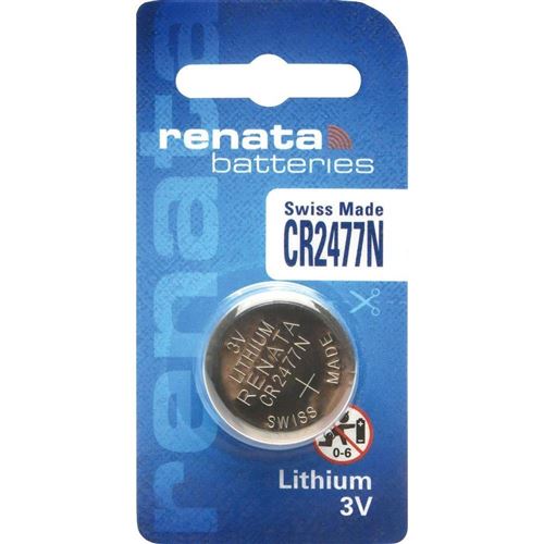 Pile bouton CR2477N lithium 3V 950 mAh Renata
