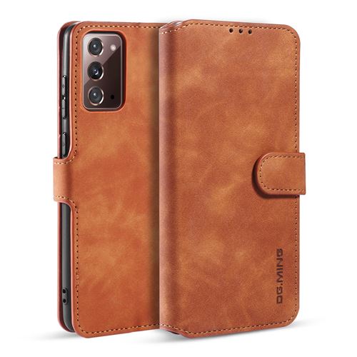 Etui Samsung Portefeuille Marron pour Galaxy Note 20 - Etui à Rabat Avec 3 Emplacement Cartes