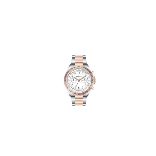 Montre Homme Elliott Mouvement Quartz Cadran Blanc 40mm Et Bracelet Argent Rose Gold En Acier Inoxidable ELT512