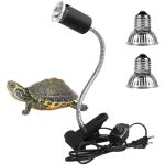 LEDGLE 2 Ampoules UVA UVB 25W et 50W,Lampe Reptiles Lampe Tortue Terrestre Chauffante avec Base Longue 360°Rotation pour Reptiles et Amphibiens[Classe énergétique A +]