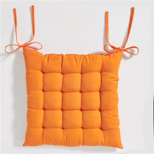 Galette de chaise matelassée - Lot de 4 - 40 x 40 cm - Mandarine