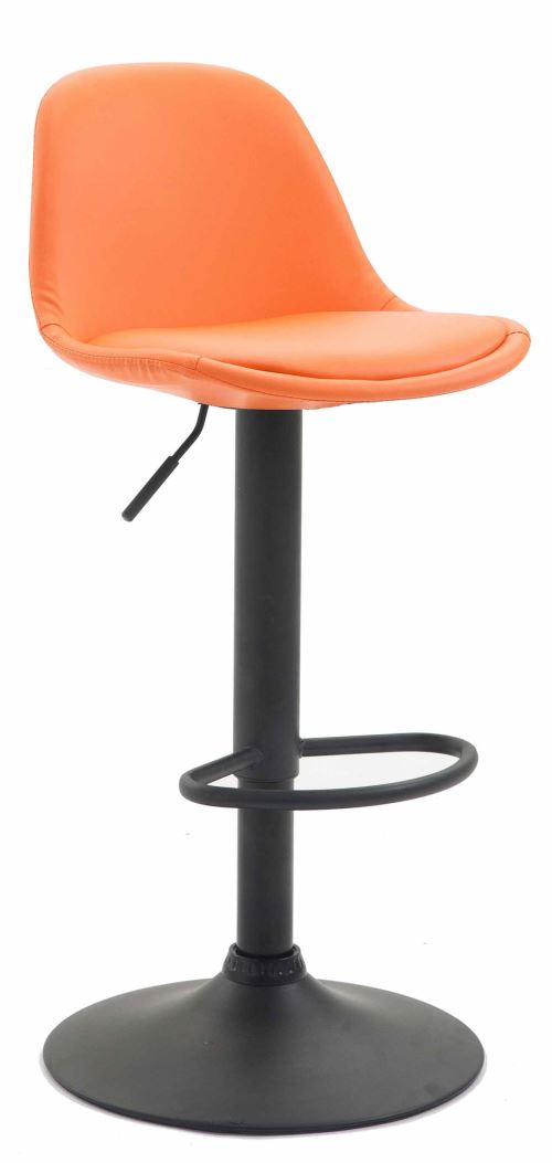 CLP Tabouret de bar Kiel assise et dossier rembourrés similicuir , Noir/Orange