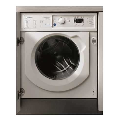 Indesit BI WDIL 861484 EU - Machine à laver séchante - intégré - Niche - largeur : 60 cm - profondeur : 57 cm - hauteur : 82 cm - chargement frontal - 58 litres - 8 kg - 1400 tours/min