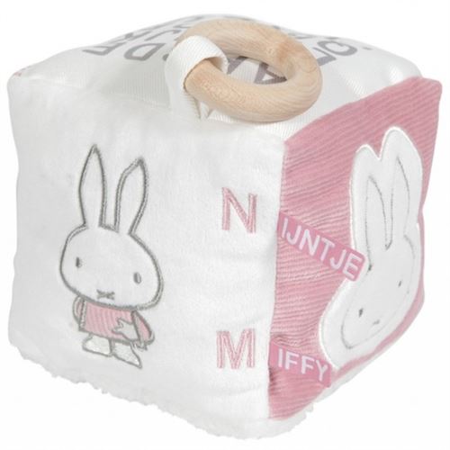 nijntje cube - Pink Ribsérie série peluche fille 15 cm blanc/rose/gris