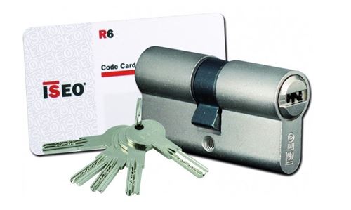 Cylindre iséo r6 nickelé 5 clés réversibles + carte de réappro 30 x 30