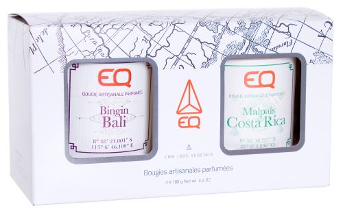 Coffret 2 Bougies Artisanale Parfumée Fabriquée En France - Malpais Costa Rica / Bingi Bali