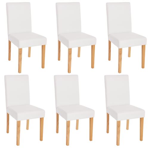 Lot de 6 chaises de séjour Littau simili-cuir pieds clairs Mendler blanc mat