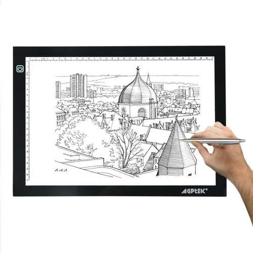 Tablette Lumineuse A4 Portable Réglables de Luminosité LED avec Scale Board, Rechargeable pour Croquis, Conception d'animation de Stencilling
