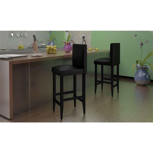 Vidaxl tabouret de bar 4 pcs cuir artificiel noir 160715