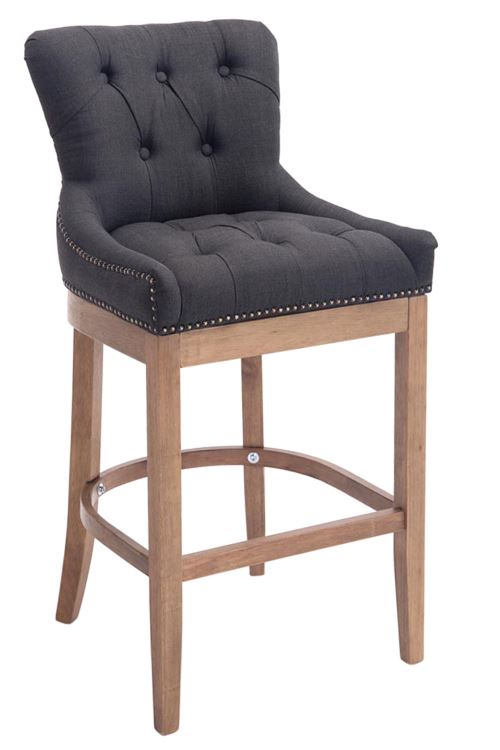 Tabouret de bar lakewood tissu pi&egrave;tement antique clair , gris fonc&eacute;