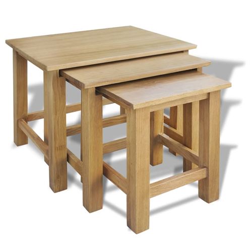 vidaXL Tables gigognes 3 pcs Bois de chêne massif
